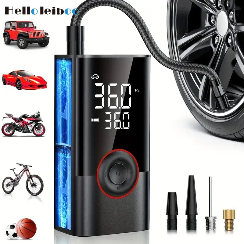 LEIBOO 150PSI Smart Air Pump - Your Ultimate Portable Tire Inflator with Digital Pressure Gauge for Cars, Bikes, and More!