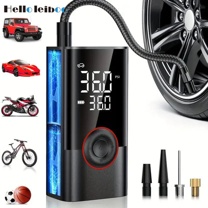 LEIBOO 150PSI Smart Air Pump - Your Ultimate Portable Tire Inflator with Digital Pressure Gauge for Cars, Bikes, and More!